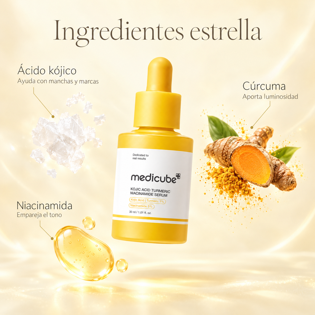 Ingredientes del Sérum Iluminador: ácido kójico, cúrcuma y niacinamida