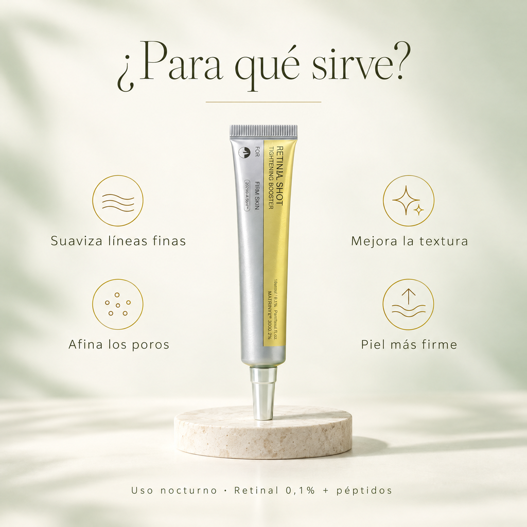Para qué sirve Retinal Shot: suaviza líneas finas, afina poros, mejora textura, piel más firme
