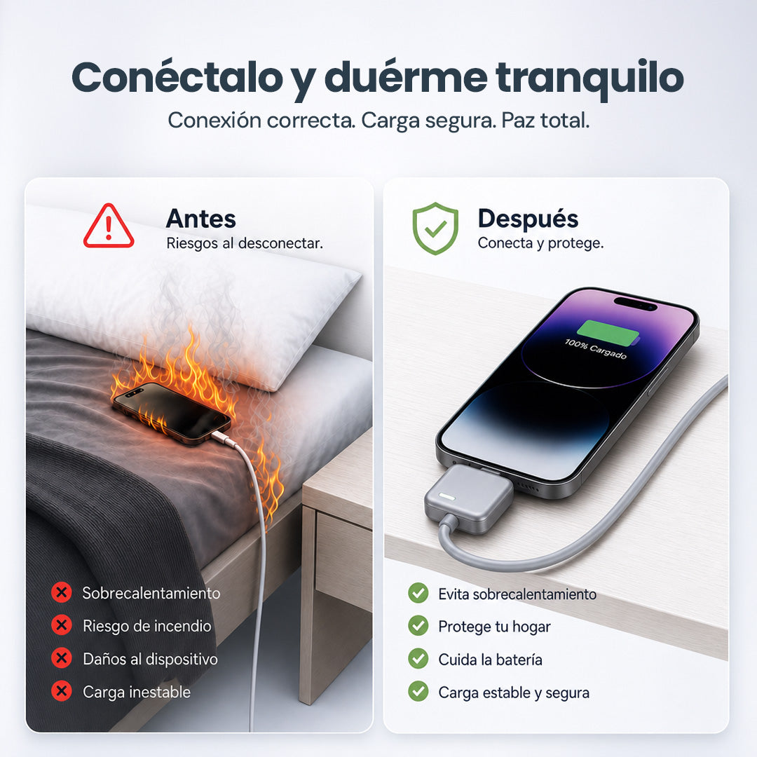 Cargador Inteligente — Se desconecta solo al 100%